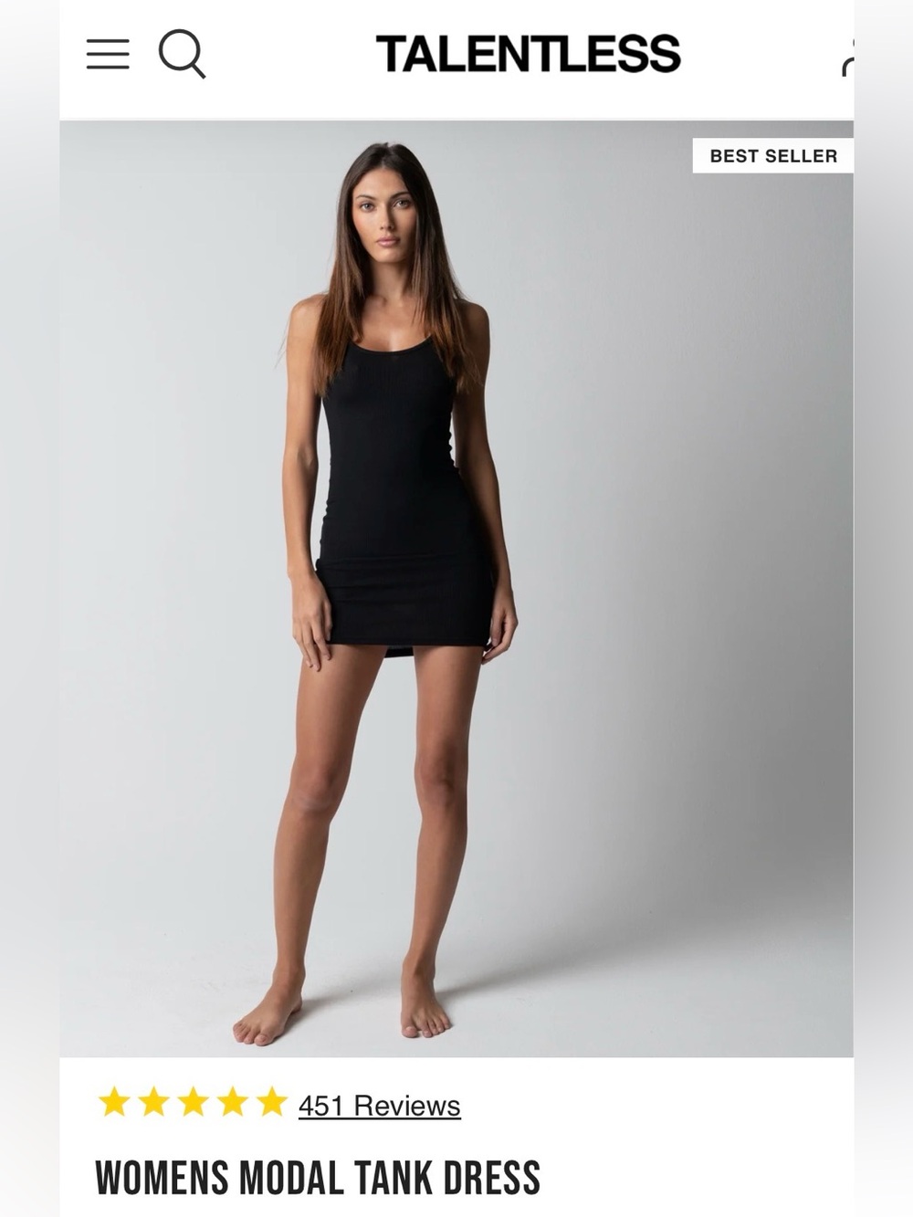 TALENTLESS Black Ribbed Modal Tank Dress